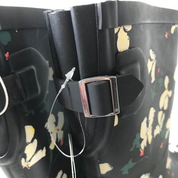 New Black Floral Vicki Mid Calf Waterproof Rain Boots ~ A New Day Size 7 - Picture 9 of 11